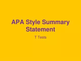 APA Style Summary Statement