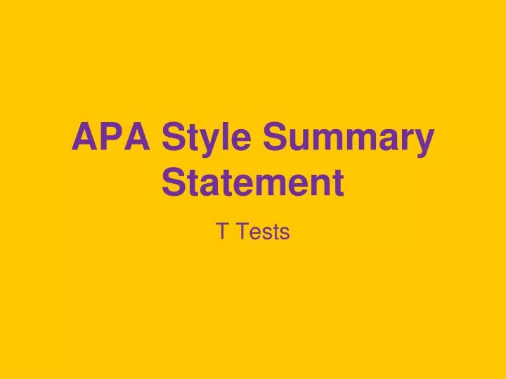 apa style summary statement