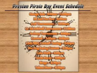 Preston Pirate Day Event Schedule