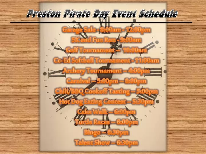 preston pirate day event schedule