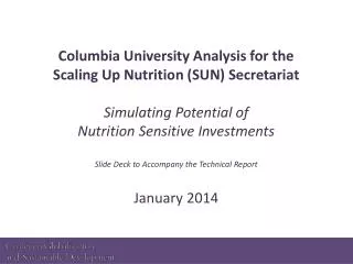 Columbia University Analysis for the Scaling Up Nutrition (SUN) Secretariat