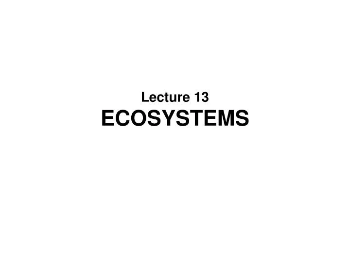 lecture 13 ecosystems