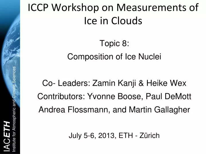 iccp workshop on measurements of ice in clouds