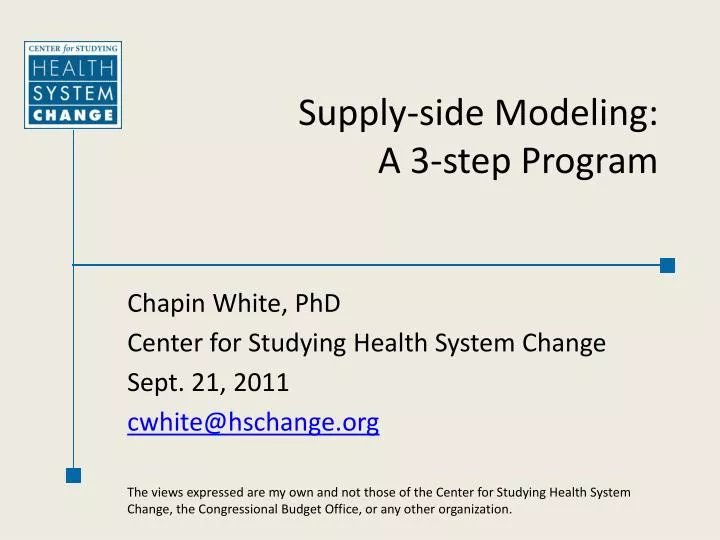 supply side modeling a 3 step program