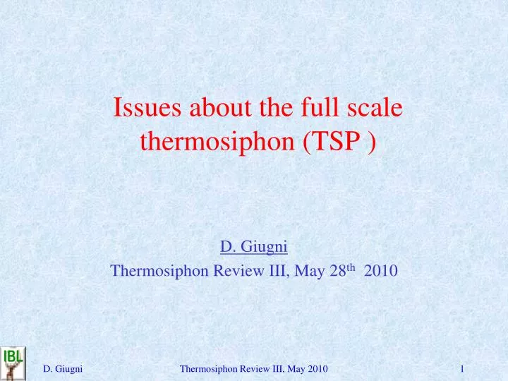issues about the full scale thermosiphon tsp