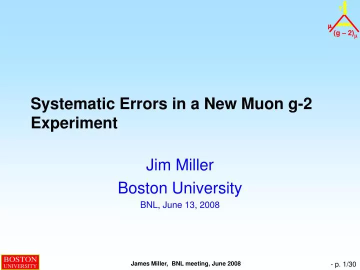 systematic errors in a new muon g 2 experiment