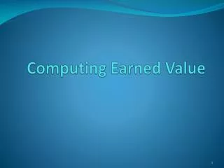 Computing Earned Value
