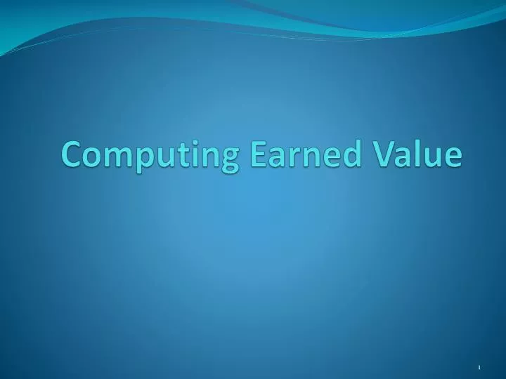 computing earned value