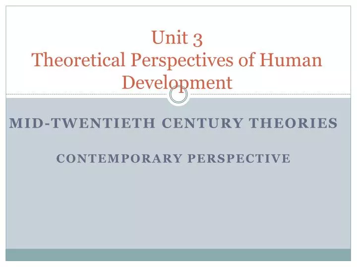 unit 3 theoretical perspectives of human development