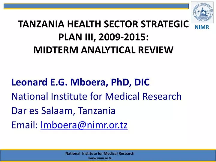 tanzania health sector strategic plan iii 2009 2015 midterm analytical review