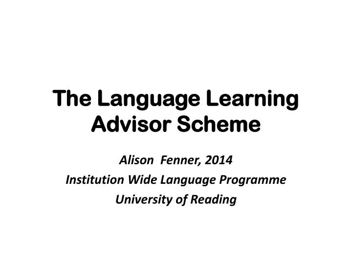 the language learning advisor scheme