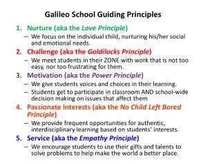 Galileo School Guiding Principles