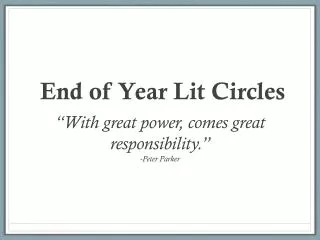 End of Year Lit Circles