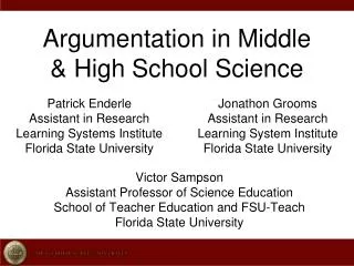 Argumentation in Middle &amp; High School Science