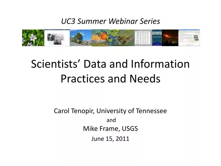 scientists data and information practices and needs