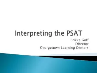 Interpreting the PSAT