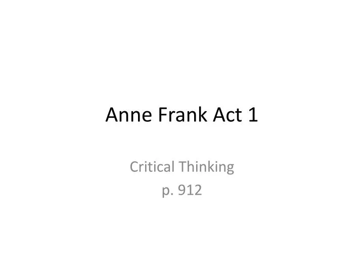 anne frank act 1