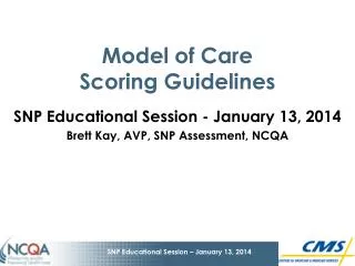 Model of Care Scoring Guidelines
