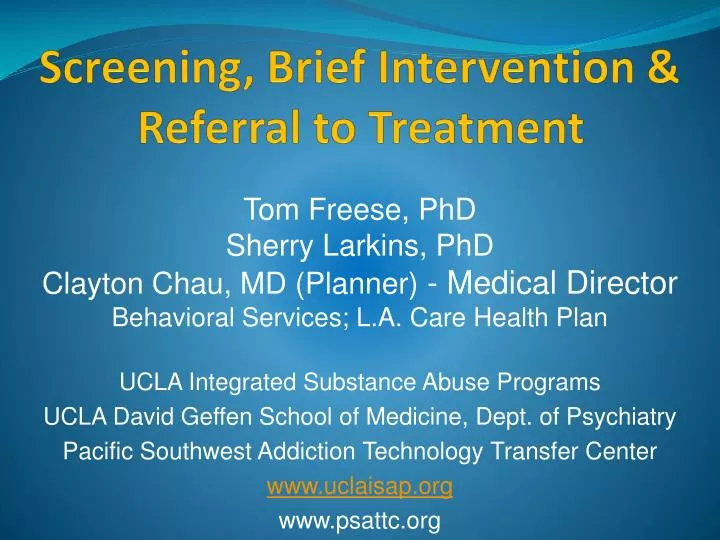 screening brief intervention referral to treatment