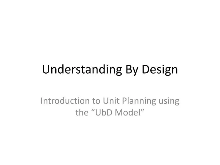 understanding by design