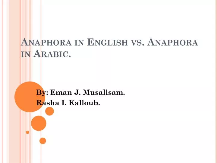 anaphora in english vs anaphora in arabic