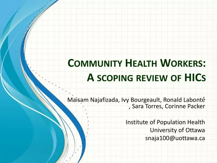 community health workers a scoping review of hics