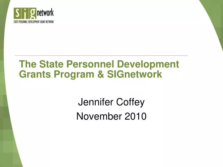 the state personnel development grants program signetwork
