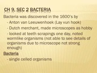 Ch 9, Sec 2 Bacteria