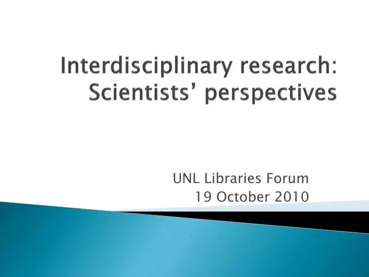 interdisciplinary research scientists perspectives