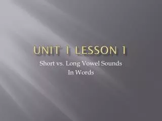 Unit 1 lesson 1