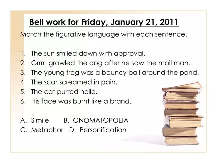 bell work for friday january 21 2011