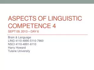 PPT - Linguistic Competence And Performance PowerPoint Presentation ...