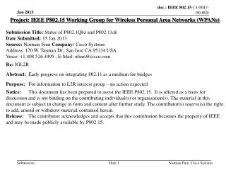 Project: IEEE P802.15 Working Group for Wireless Personal Area Networks (WPANs)