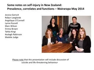 Some notes on self-injury in New Zealand: