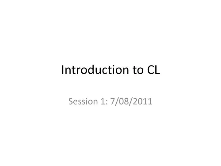 introduction to cl