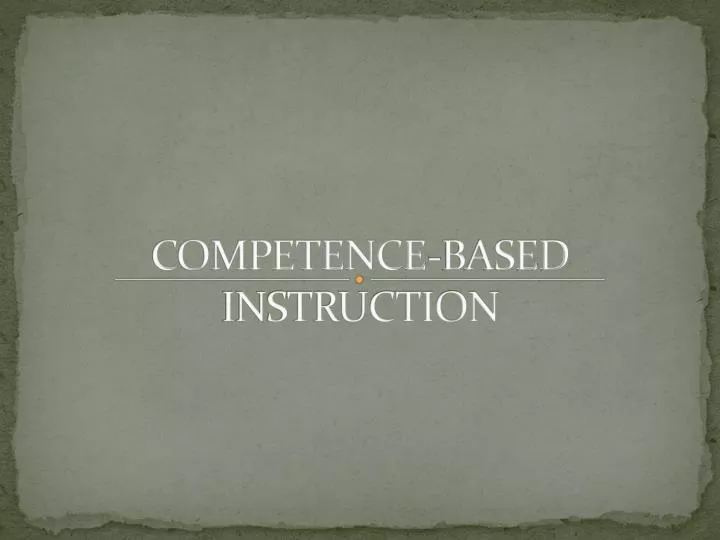 competence based instruction