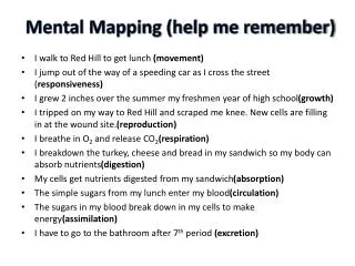 Mental Mapping (help me remember)