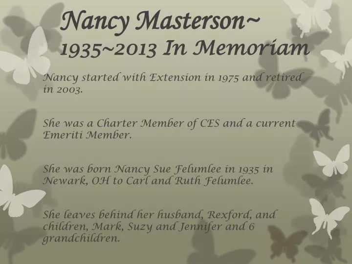 nancy masterson 1935 2013 in memoriam