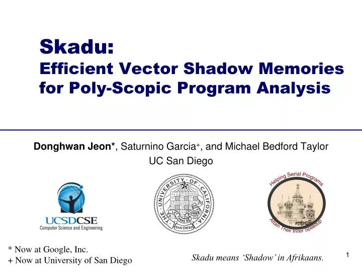 skadu efficient vector shadow memories for poly scopic program analysis