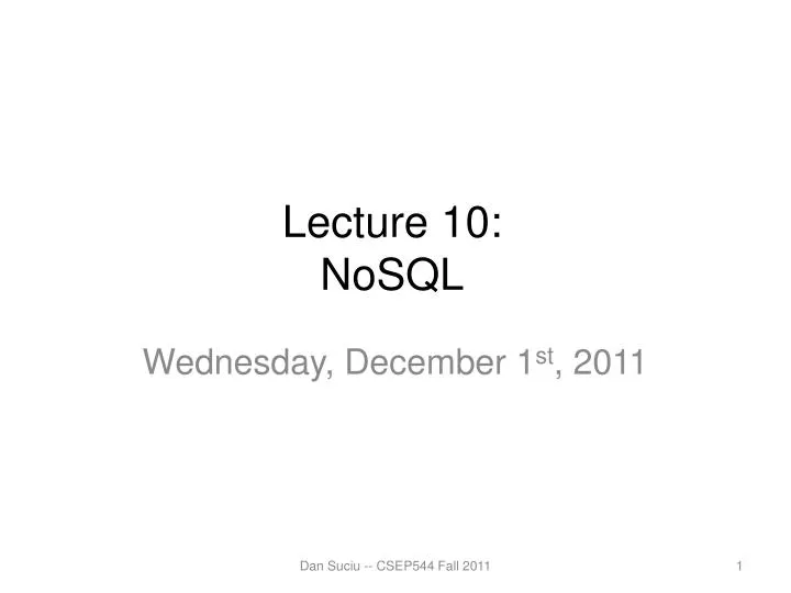 lecture 10 nosql