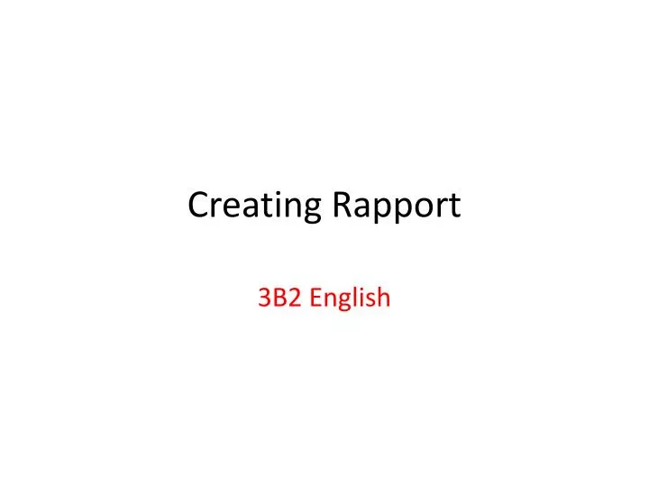 creating rapport