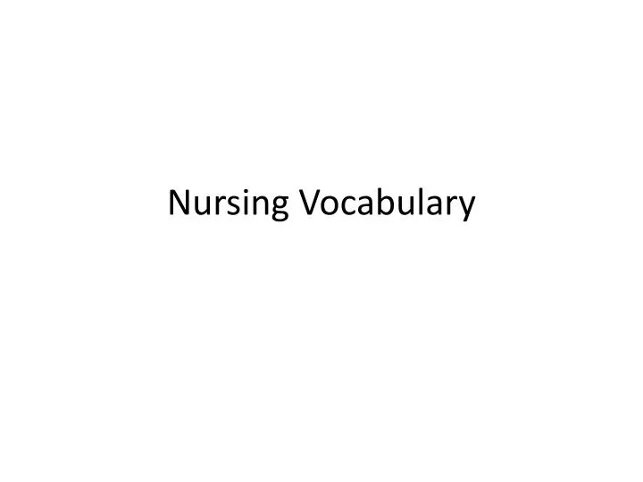 nursing vocabulary