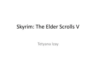 skyrim the elder scrolls v