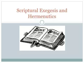 Scriptural Exegesis and Hermenutics