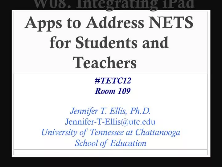 w08 integrating ipad apps to address nets for students and teachers