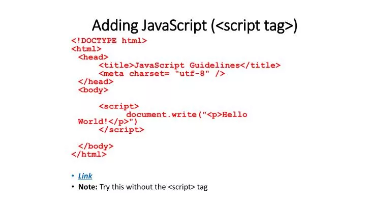 adding javascript script tag