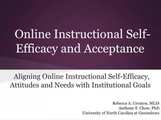 Online Instructional Self-Efficacy and Acceptance