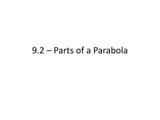 9.2 – Parts of a Parabola