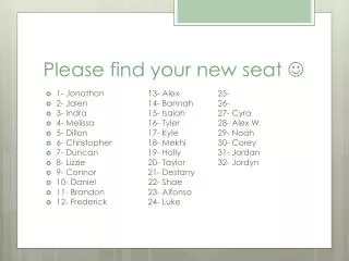 Please find your new seat ?