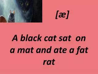 [ ? ] A black cat sat on a mat and ate a fat rat